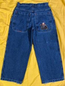 VINTAGE JNCO JEANS 36 x 30 SKELETON RARE RISING SKELETON - Picture 1 of 4
