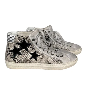 The Kooples Damen Distressed Leder Hi-Top Sneaker Sterne Nieten Schlangenleder 36 - Bild 1 von 11