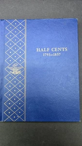 Vintage Whitman Bookshelf 1793-1857 Copper Half Cents 1/2c 9400 Coin Album Book - Picture 1 of 8
