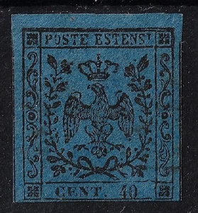 1852 ASI Modena e Reggio 40c azzurro scuro Sassone 6 usato - Imagen 1 de 1
