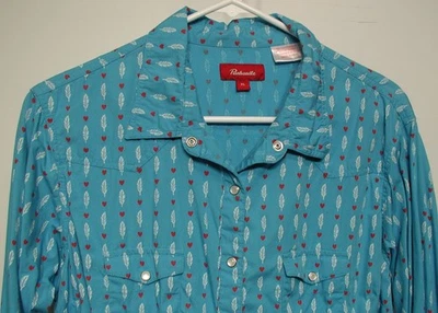 Camisa Western Mujer Panhandle 100% Algodón Snap Turquesa XL Foto 1 de 4