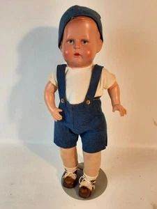 Minerva Bube Doll 15" Germany 1920's No 4 Cloth Body, Felt & Celluliod Parts  - Picture 1 of 15