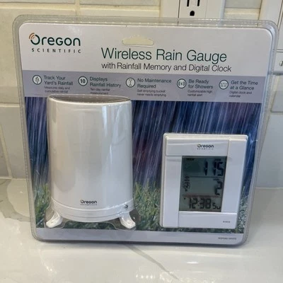 NEW Oregon Scientific Wireless White Rain Gauge Yard RainFall Tracker RGR382  - Image 1 of 4