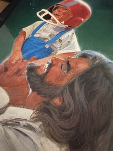 William Zdinak Jesus With football boy Vintage plaque W Copper foil frame 8x10 - Picture 1 of 14