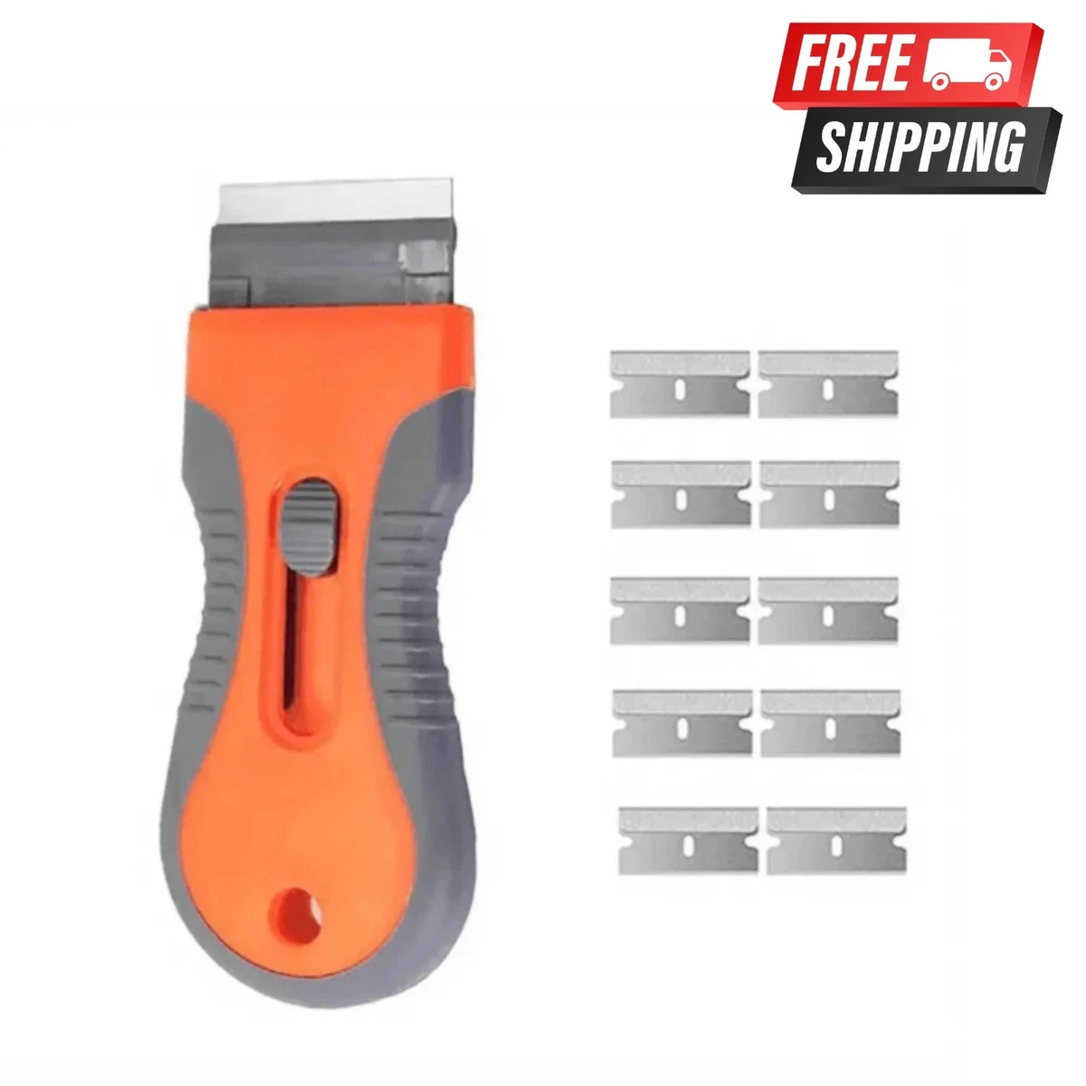 2-Pack Razor Scraper Tool Set - Retractable & Long Handle Scrapers With 40 Extra Blades For Windows, Glass, Stickers, Cooktops & Paint