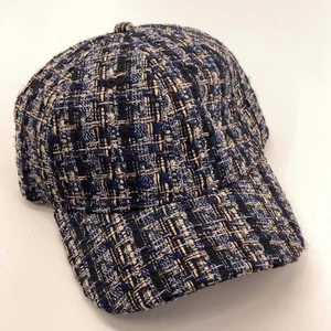 J.Crew heavy thick woven blue black pattern baseball cap - Picture 1 of 7