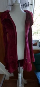 Kurzmantel Chapati Gr. S 36/38 Samt Pink Beere Spitze Arwen Kapuze LARP Gothic - Bild 1 von 11