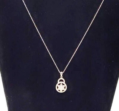 .925 Sterling Silver And White Gold Plated, White Sapphire Necklace 17" Chain - Image 1 of 4