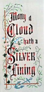 Manch eine Wolke hat einen Silberstreifen - viktorianisches Motto - Kreuzstichkarte - Bild 1 von 2