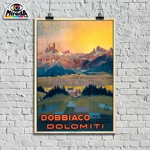 Autorenkopie VINTAGE POSTER TOBLACH DOLOMITEN Pustertal Berge Winter Sommer - Bild 1 von 2
