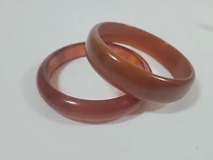 Vintage Brown Chunky Tortoise Shell Lucite Bangle Bracelets Lot of 2 VTG - Picture 1 of 8