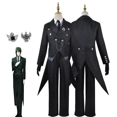 Anime Black Butler Sebas Cosplay Costume Suit Tuxedo Man Vest Shirt Trousers  - Image 1 of 4