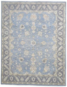 Wool Blue Rug 8' X 10' Persien Hand Knotted Mughal Oriental Large Carpet - Picture 1 of 9