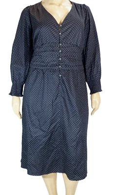 eShakti PERSONALIZADA ~ ¡COMO NUEVA!!~VESTIDO NEGRO CON ESTAMPADO BLANCO ALGODÓN CINTURA ACANALADA TALLA:32W ALTO Foto 1 de 4