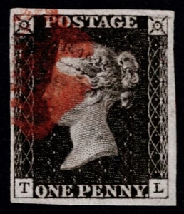 1840 1d Black Plate 8 TL 4m Constant Variety Lines NE Fine Used Cat. £600.00 - Picture 1 of 1