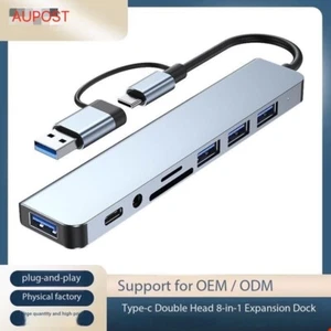 USB Type C Double Head Thunderbolt 8 in 1 Docking Station HUB SD/TF PD Audio - Picture 1 of 4