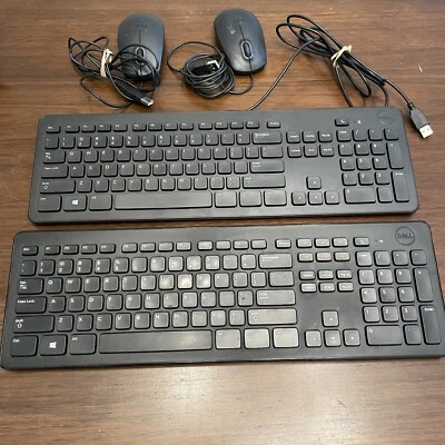 Lot 4 - Dell Keyboard KM632 Wireless (NO USB Receiver) & Wired w/ 2 wired mouse - Image 1 of 4
