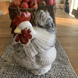 Barattolo biscotti gallo gallina pollo vintage stampo atlantico ceramica dipinto a mano usato in ottime condizioni - Foto 1 di 11