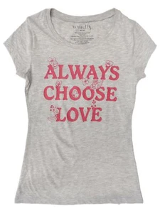 Junior Womens Wound Up Gray Always Choose Love Tee Shirt T-Shirt - Picture 1 of 1