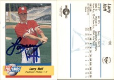 Larry Huff Signed 1995 Fleer ProCards #192 Card Piedmont Phillies Auto AU