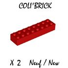 Lego 3007 - 2x Briques / Brick 2x8 - Rouge / Red - 93888 NEUF