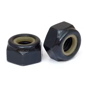 #10-32 NM - Großpackung Menge 2.000 - Nylon Einsatz Sechskant Sicherungsmuttern Stahl mit Schwarzoxid - Bild 1 von 2