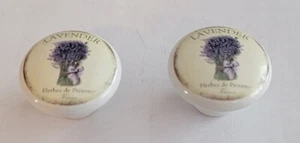 lavender, herbes de Provence, France,Pair Of Knobs, 1 1/4" Round - Picture 1 of 4