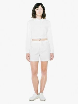 Sudadera con capucha corta de nailon arrugado American Apparel para mujer - blanca, X-grande Foto 1 de 2