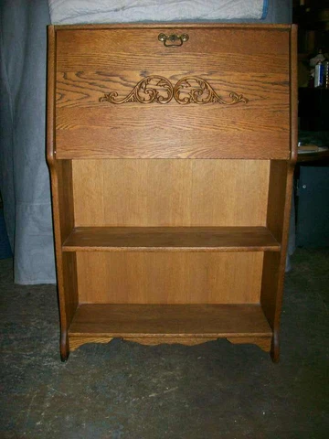 DROP FRONT OAK SECRETARY DESK W/ BOOKCASE Cover