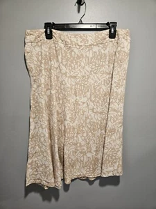 Merona Skirt Womens 16 Linen Floral A-Line Cream Ivory Beige Knee Length Light  - Picture 1 of 6