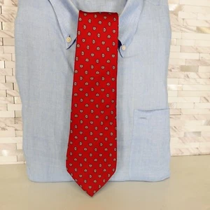Christian Dior Neck Tie Mens Red Paisley Silk Madder Woven Foulard Minimal USA - Picture 1 of 10