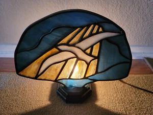 Vintage Stained Glass Seagull Motif TV Accent Nightlight Table Lamp - Picture 1 of 11