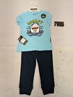 NWT Hurley Boys Graphic Short Sleeve Shirt & Jogger 2 Piece Set Size 4T Blue AM6