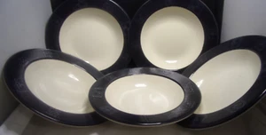 Vintage Set Of 5 TRE CI ITALY HIGH STRENGTH 8.5" Pasta/Salad BLACK Rimmed Bowls - Picture 1 of 17