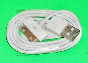 CÂBLE USB APPLE IPOD IPAD 1 2 IPHONE 3G 3GS 4 4S BLANC CONNECTEUR 30 BROCHES - Photo 1 sur 1