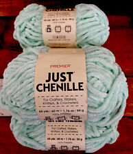 Premier Just Chenille Yarn - (Lot of 4) Brand New! Color Mint #2017