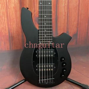 Custom Matt Black Electric Bass Guitar 6 String H-H Pickups Black Hardware - Picture 1 of 7