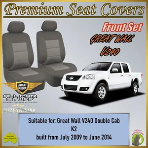 Premium Grey Front Seat Covers - suitable for Great Wall V240: 07/2009 - 06/2014 - Picture 1 of 8