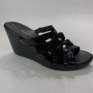 Cole Haan Shoes Womens Size 8 1/2 B 8.5 1/2B Wedge Black Wedge Slide Leather - Picture 1 of 13