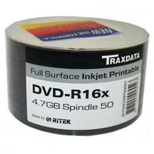100 x TRAXDATA DVD-R16X SPEED FULL FACE INKJET PRINTABLE 4.75GB BLANK DISCS - Picture 1 of 1
