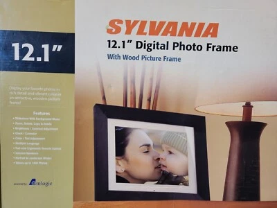 Sylvania 12.1" LCD Digital Photo Frame with Remote Photos Music Videos Slideshow - Image 1 of 4