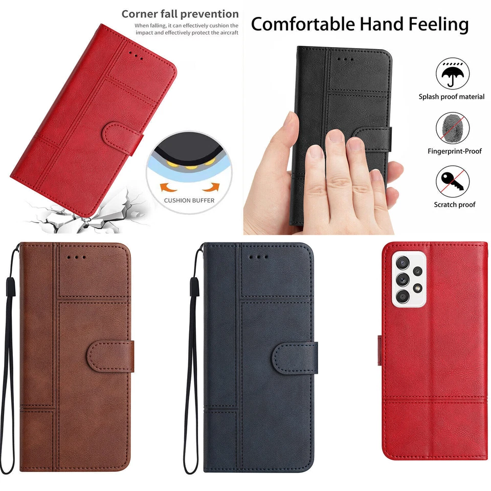 Magnetic Leather Wallet Phone Case for Motorola E15 G84 G35 G05 Edge 40 50 60 - Image 1 of 4