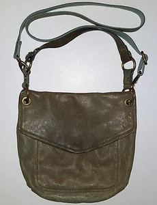 FOSSIL VINTAGE OLIVE GREEN LEATHER PURSE HANDBAG w/ DETACHABLE SHOULDER STRAP - Picture 1 of 8