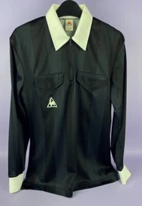 Camisa árbitro de fútbol Le Coq Sportif negra 34/36" verdadera vintage sin usar stock - Imagen 1 de 10