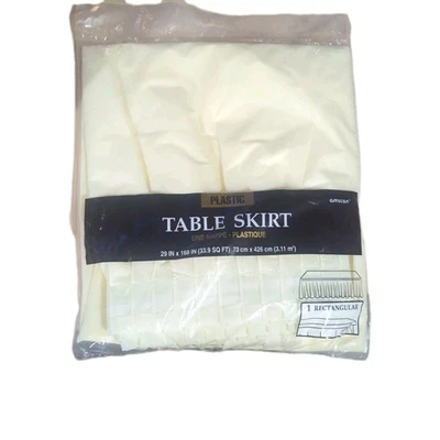 4 Plastic Table Skirts 29”x 168” Rectangular White - Image 1 of 2