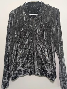 Belle Du Jour Witchy Goth Y2K Crushed Velvet Jacket Womens L Full Zip Gray - Picture 1 of 12