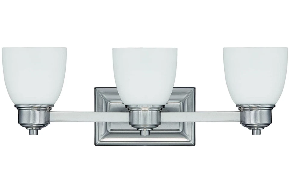 Luminance Transitional 3-Light 100W Vanity Fixture w/ Bright Satin Nickel Finish - Image 1 of 1