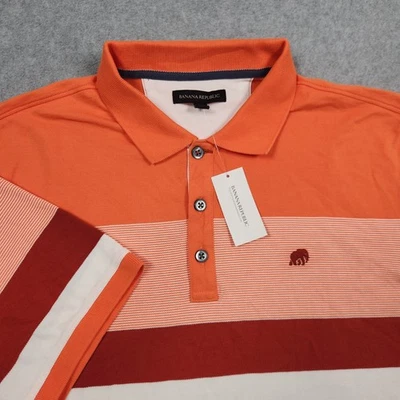 Banana Republic Polo Shirt Men's XL Orange Stripe Elephant Logo NEW - Image 1 of 4