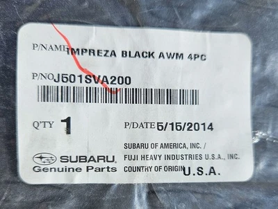 SUBARU IMPREZA 2.0L 2015 JUEGO DE 4 ALFOMBRILLAS DE GOMA PARA TODO CLIMA J501SVA200 SW OEM Foto 1 de 3