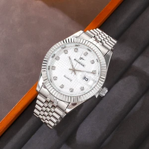 40MM RICECGO Luxus Quarz Herrenuhr Edelstahl Klassische Armbanduhr NEU - Bild 1 von 4